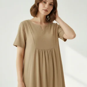 Roselle Doğal Dokulu Günlük Elbise – Hafif, Rahat ve Şık Yazlık Kadın Elbise – Terzibotantik Doğal Tasarım