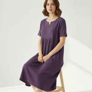 Roselle Doğal Dokulu Günlük Elbise – Hafif, Rahat ve Şık Yazlık Kadın Elbise – Terzibotantik Doğal Tasarım