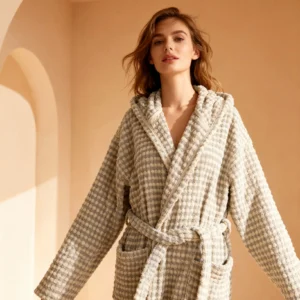 Alternative view of Kabartmalı Dokulu Kapüşonlu Bornoz