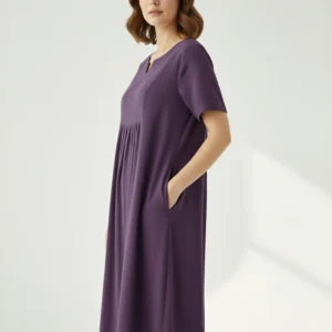 Roselle Doğal Dokulu Günlük Elbise – Hafif, Rahat ve Şık Yazlık Kadın Elbise – Terzibotantik Doğal Tasarım