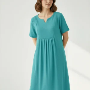 Roselle Doğal Dokulu Günlük Elbise – Hafif, Rahat ve Şık Yazlık Kadın Elbise – Terzibotantik Doğal Tasarım