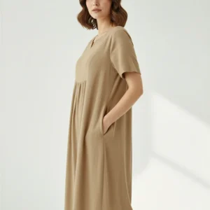 Roselle Doğal Dokulu Günlük Elbise – Hafif, Rahat ve Şık Yazlık Kadın Elbise – Terzibotantik Doğal Tasarım