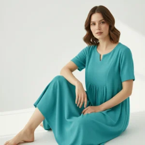 Roselle Doğal Dokulu Günlük Elbise – Hafif, Rahat ve Şık Yazlık Kadın Elbise – Terzibotantik Doğal Tasarım