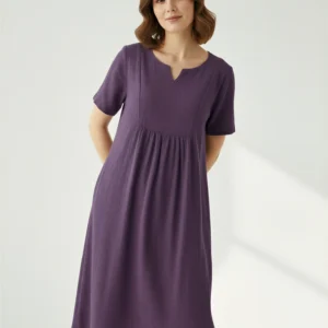 Roselle Doğal Dokulu Günlük Elbise – Hafif, Rahat ve Şık Yazlık Kadın Elbise – Terzibotantik Doğal Tasarım