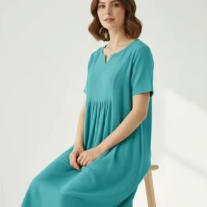 Roselle Doğal Dokulu Günlük Elbise – Hafif, Rahat ve Şık Yazlık Kadın Elbise – Terzibotantik Doğal Tasarım