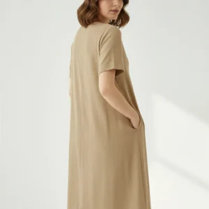 Roselle Doğal Dokulu Günlük Elbise – Hafif, Rahat ve Şık Yazlık Kadın Elbise – Terzibotantik Doğal Tasarım