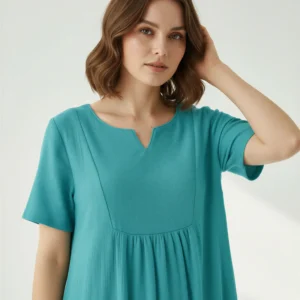 Roselle Doğal Dokulu Günlük Elbise – Hafif, Rahat ve Şık Yazlık Kadın Elbise – Terzibotantik Doğal Tasarım