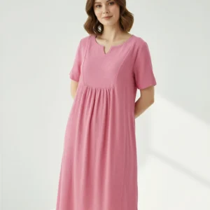 Roselle Doğal Dokulu Günlük Elbise – Hafif, Rahat ve Şık Yazlık Kadın Elbise – Terzibotantik Doğal Tasarım